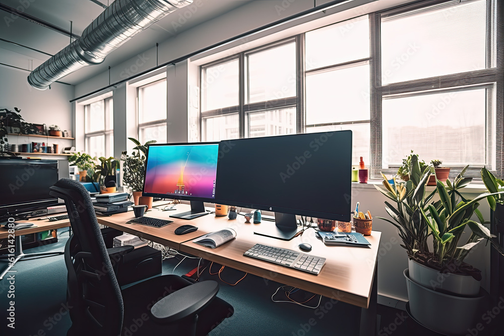 Modern simple office indoor space landscape