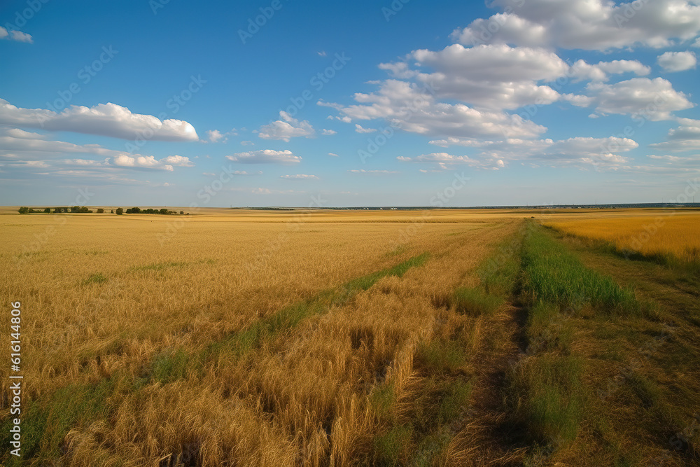 Natural landscape of outdoor farms under the blue sky and white clouds