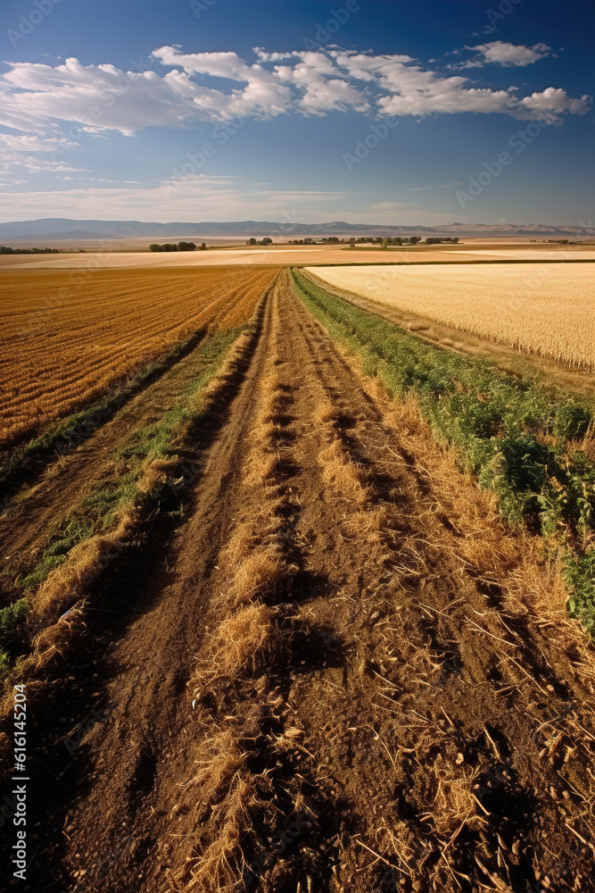 Natural landscape of outdoor farms under the blue sky and white clouds