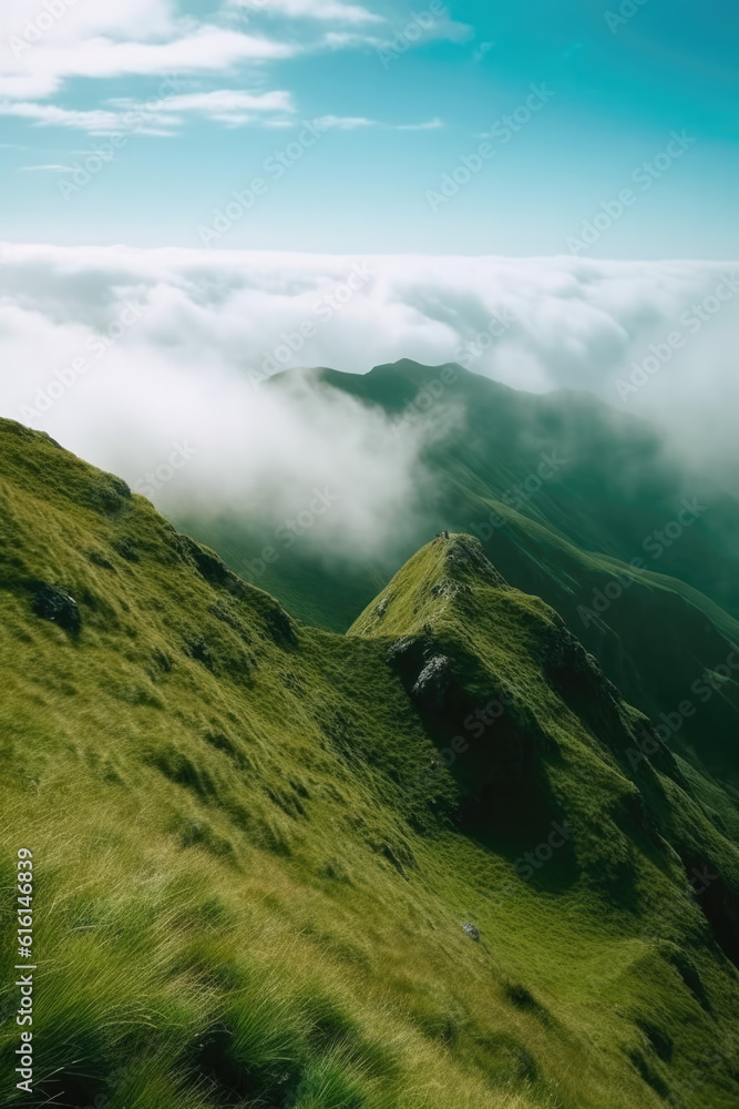 The fog and natural scenery on the outdoor mountain peak