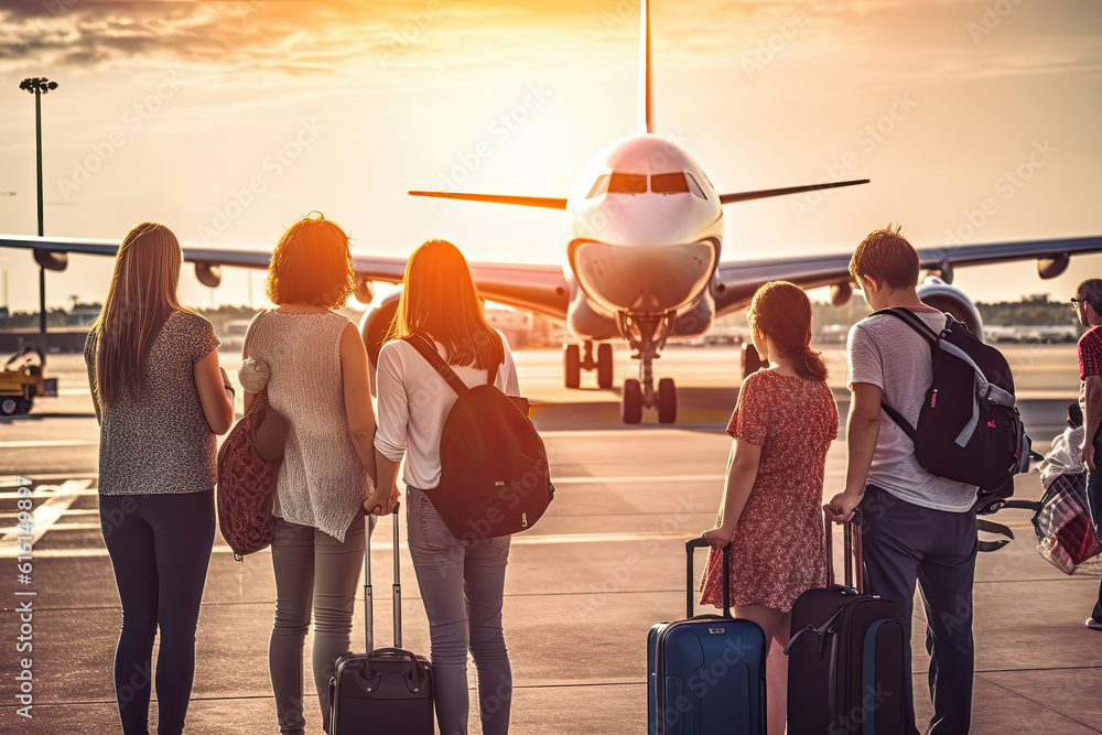 AI Prepare boarding at a family at the airport