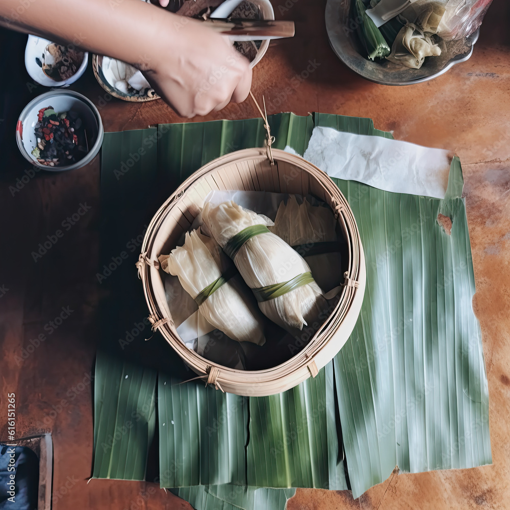 AI Asian Chinese Rice Dumpling, Zongzi,