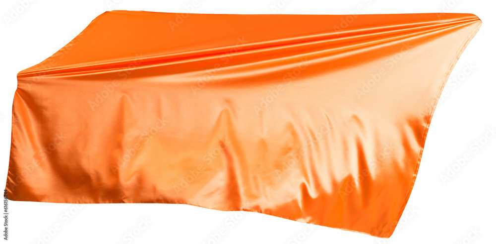 Orange cloth flutters