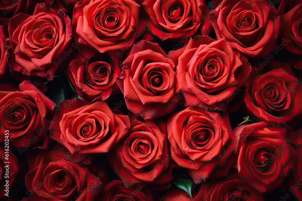 Pattern of red roses. Genaretive Ai