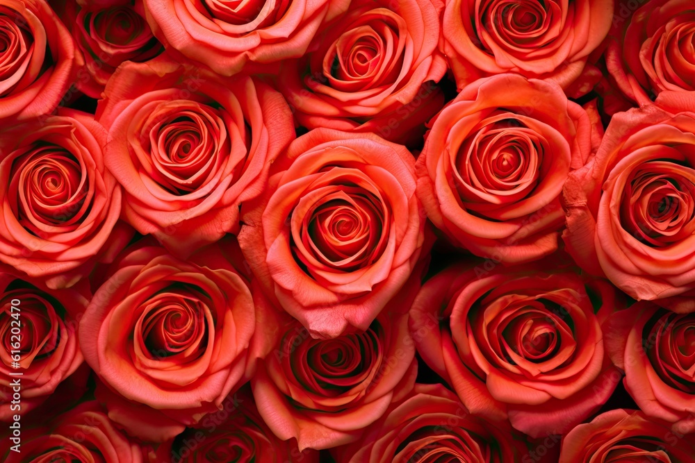 Pattern of red roses. Genaretive Ai