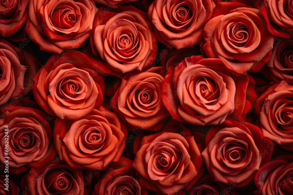 Pattern of red roses. Genaretive Ai