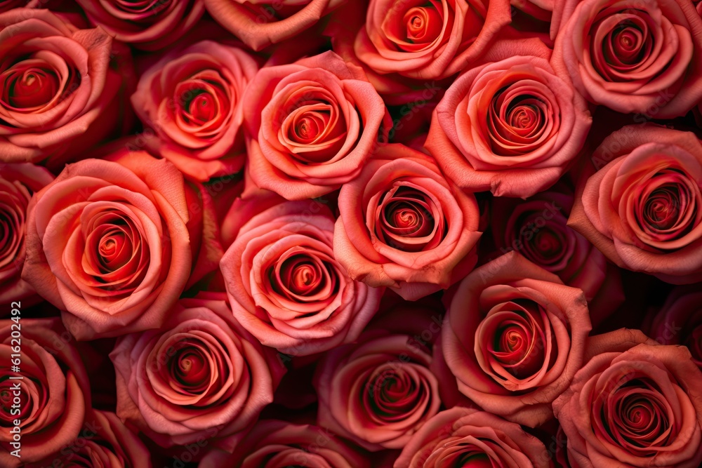 Pattern of red roses. Genaretive Ai