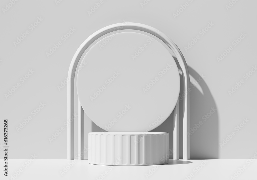 Abstract Minimal Modern White Podium Platform For Product Display Showcase 3D Rendering