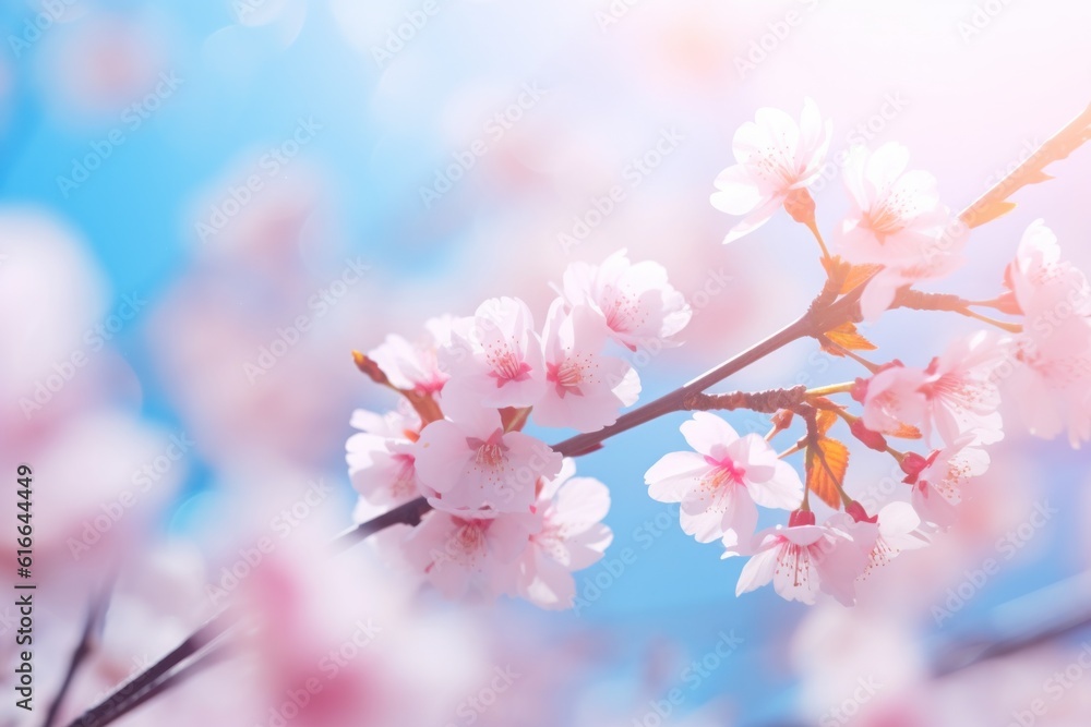 Cherry blossom background. Illustration AI Generative.