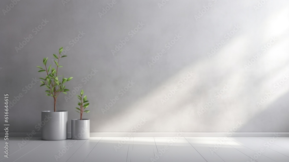 Minimalist grey room background. Illustration AI Generative.