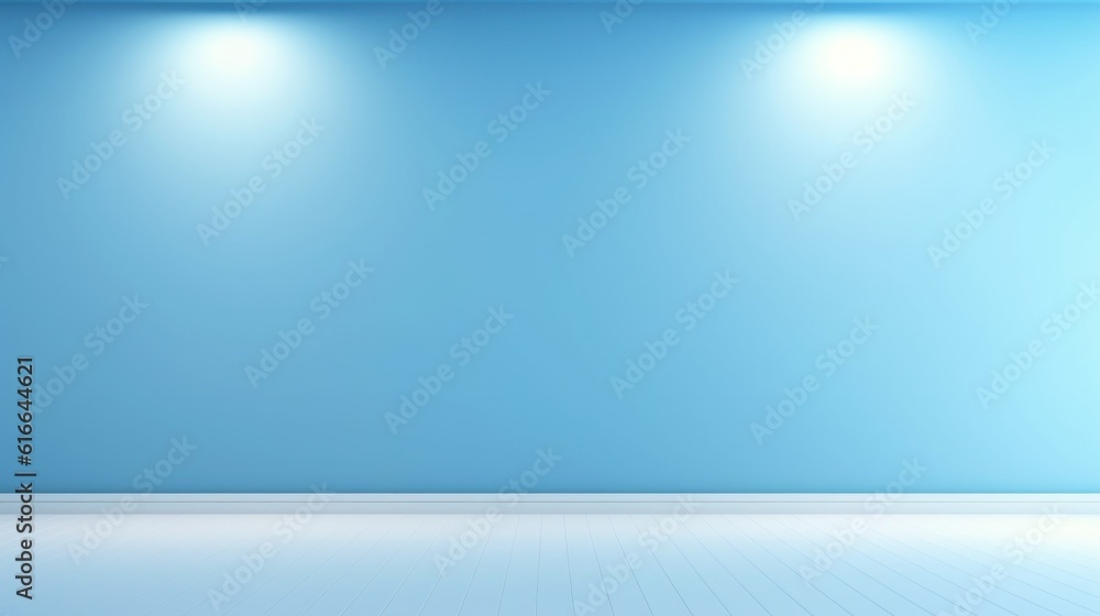 Minimalist blue room background. Illustration AI Generative.