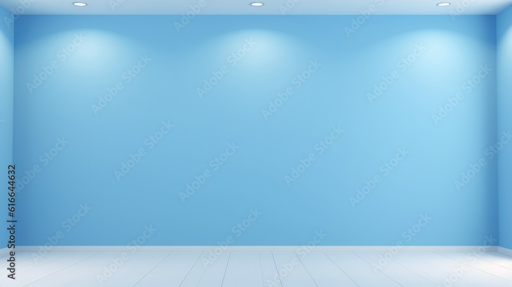 Minimalist blue room background. Illustration AI Generative.