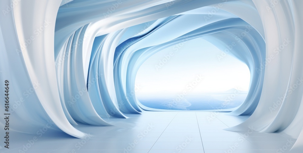 Blue and white futuristic structure background. Illustration AI Generative.