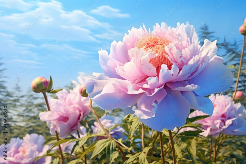 Peony natural background. Illustration AI Generative