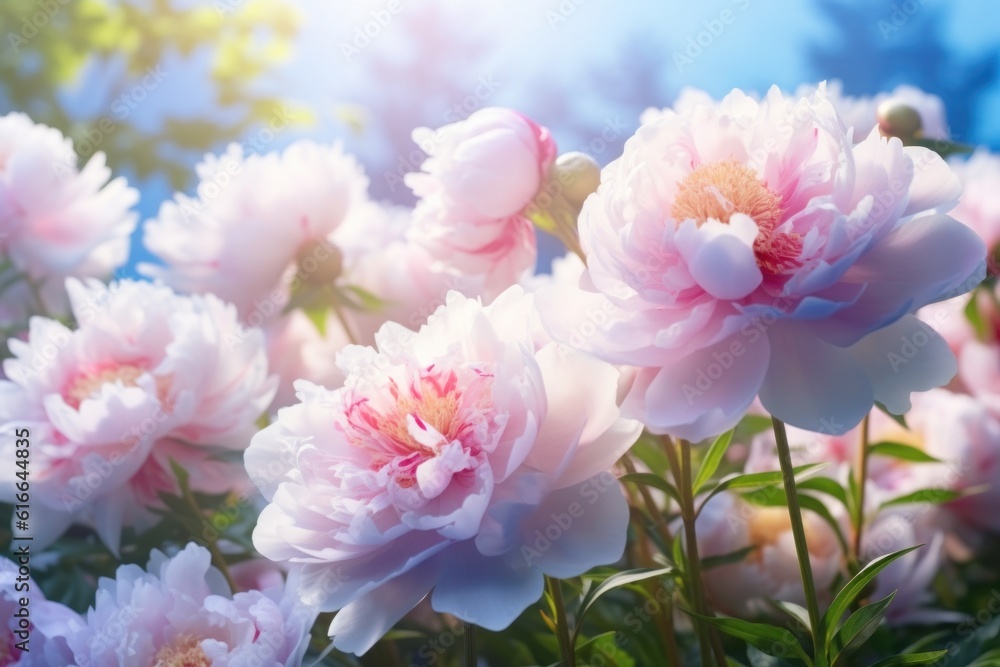 Peony natural background. Illustration AI Generative