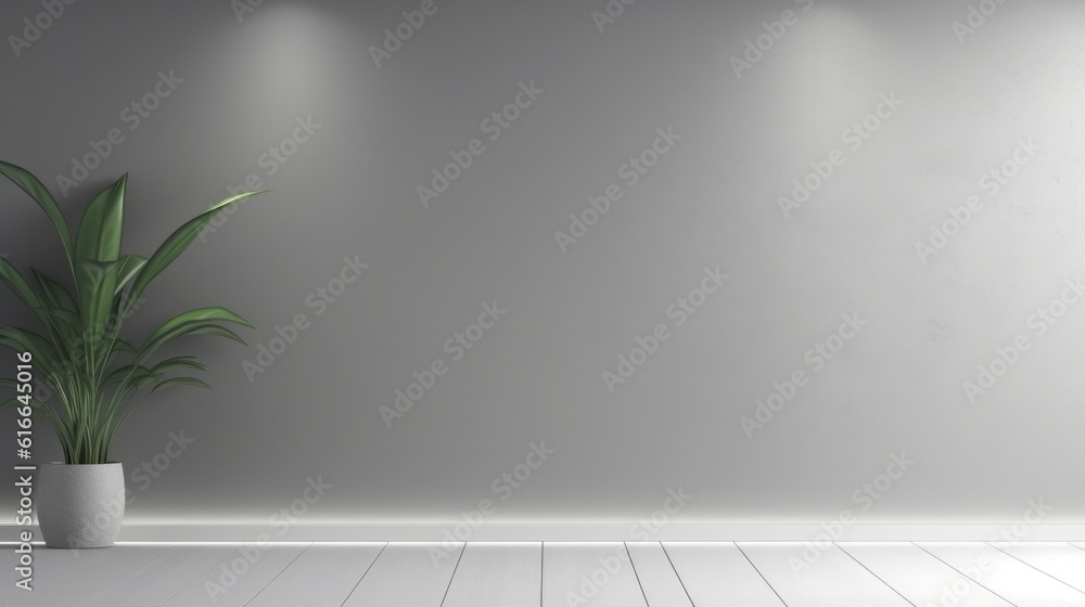 Minimalist grey room background. Illustration AI Generative.