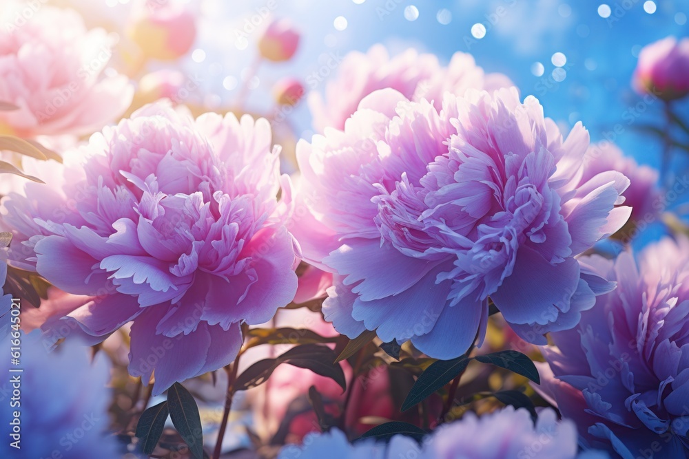 Peony natural background. Illustration AI Generative