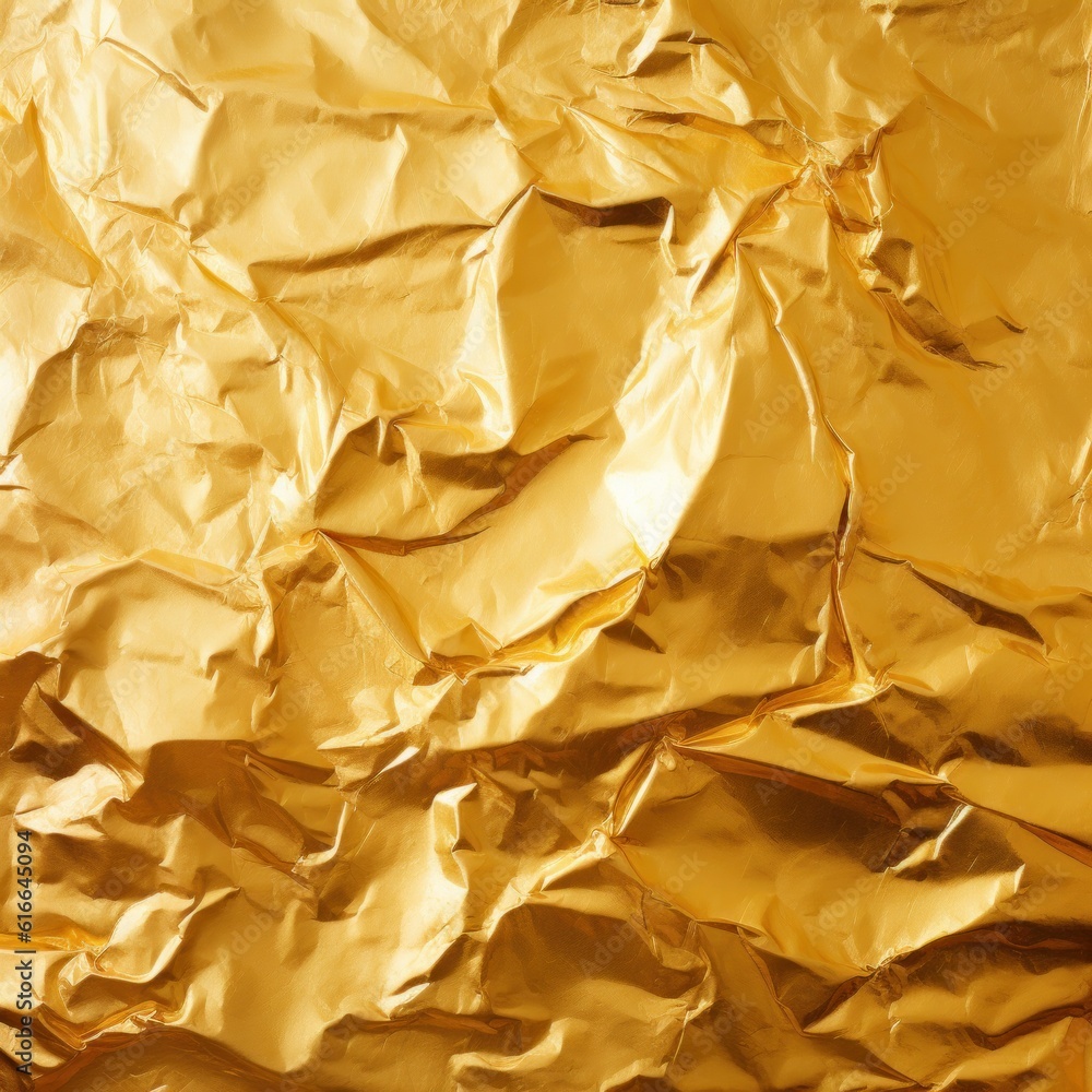 Crumpled foil texture Illustration AI Generative.