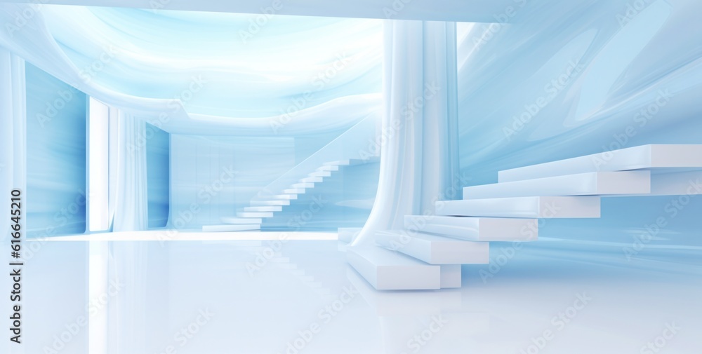 Blue and white futuristic structure background. Illustration AI Generative.