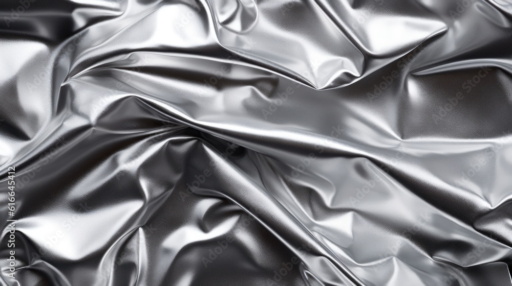 Crumpled foil texture Illustration AI Generative.