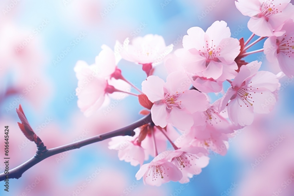 Cherry blossom background. Illustration AI Generative.