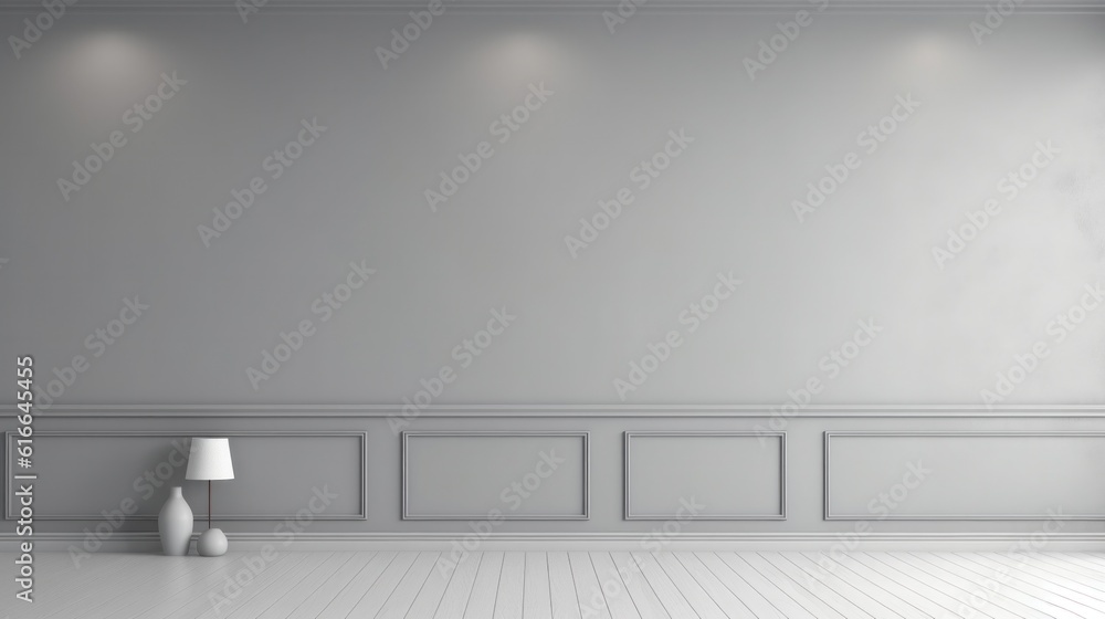 Minimalist grey room background. Illustration AI Generative.