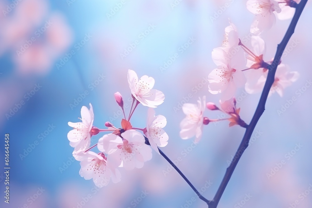 Cherry blossom background. Illustration AI Generative.