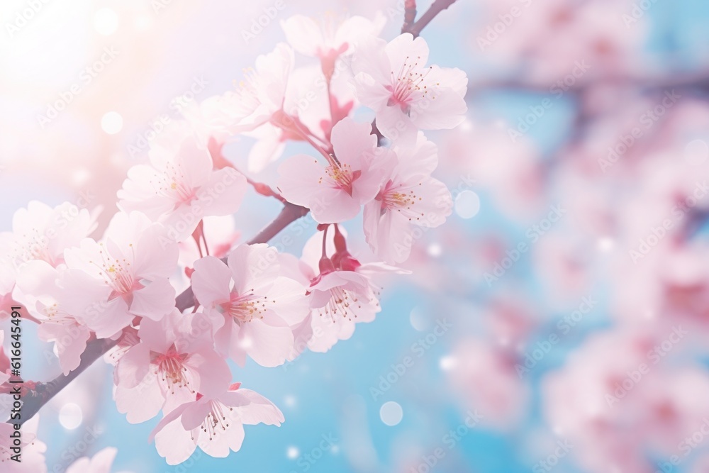 Cherry blossom background. Illustration AI Generative.