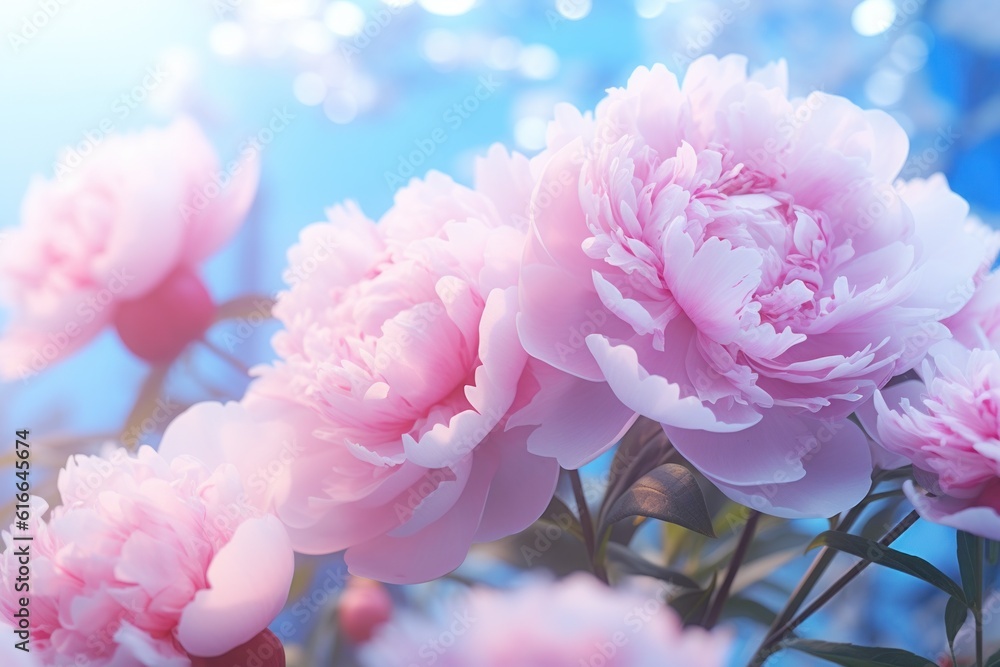 Peony natural background. Illustration AI Generative