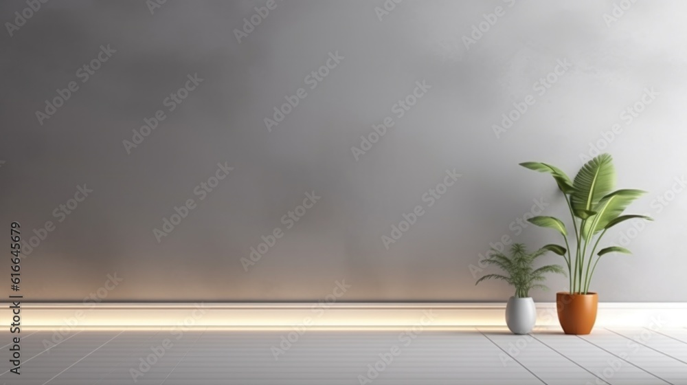 Minimalist grey room background. Illustration AI Generative.