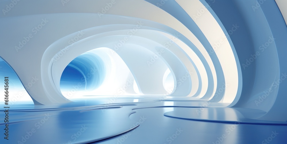 Blue and white futuristic structure background. Illustration AI Generative.