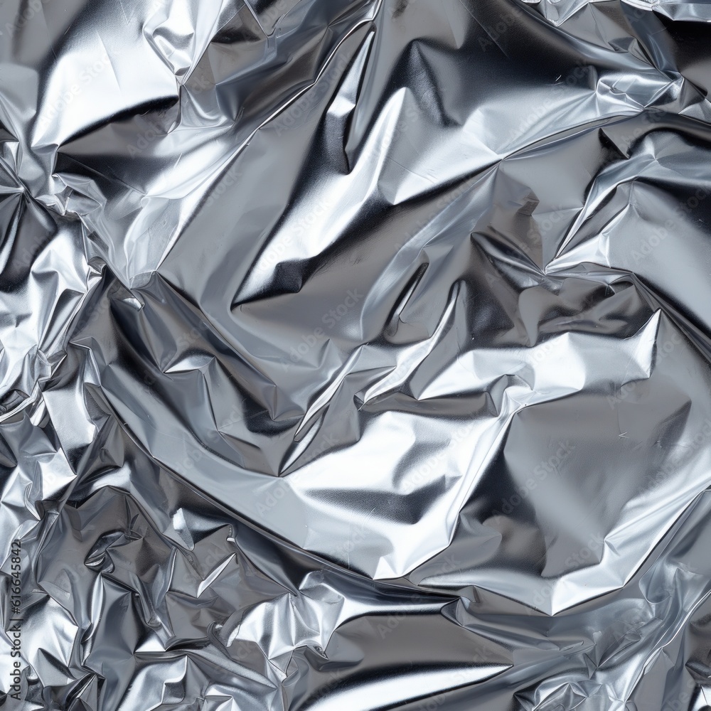 Crumpled foil texture Illustration AI Generative.