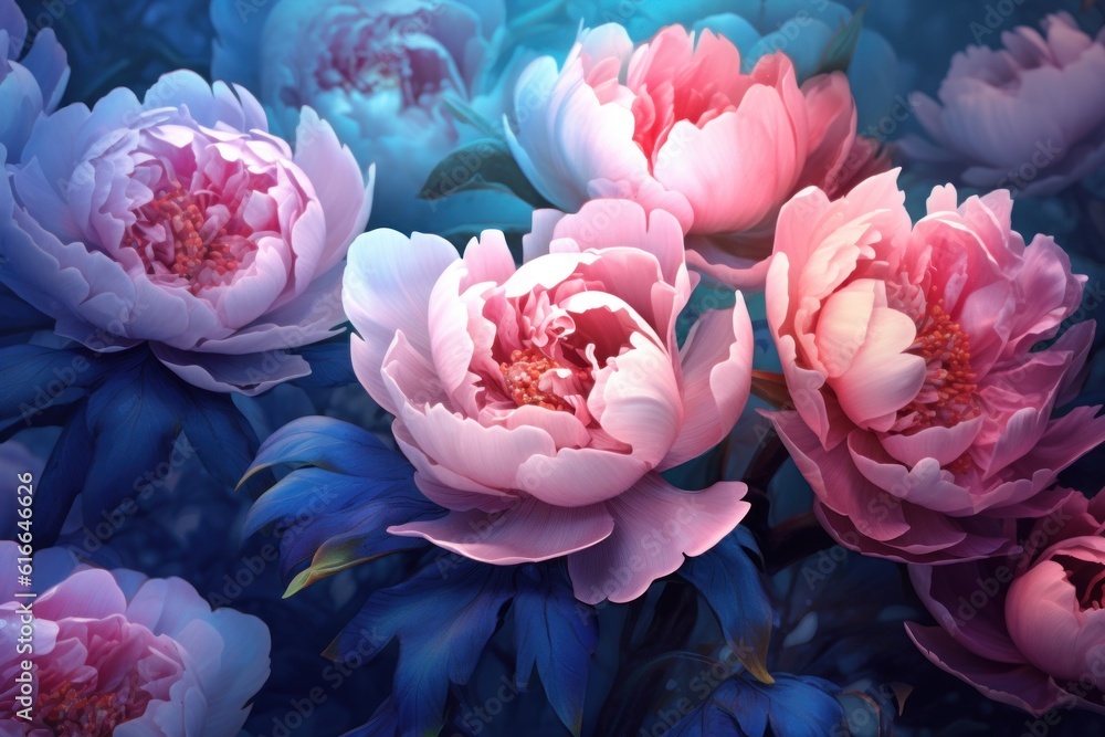 Peony natural background. Illustration AI Generative