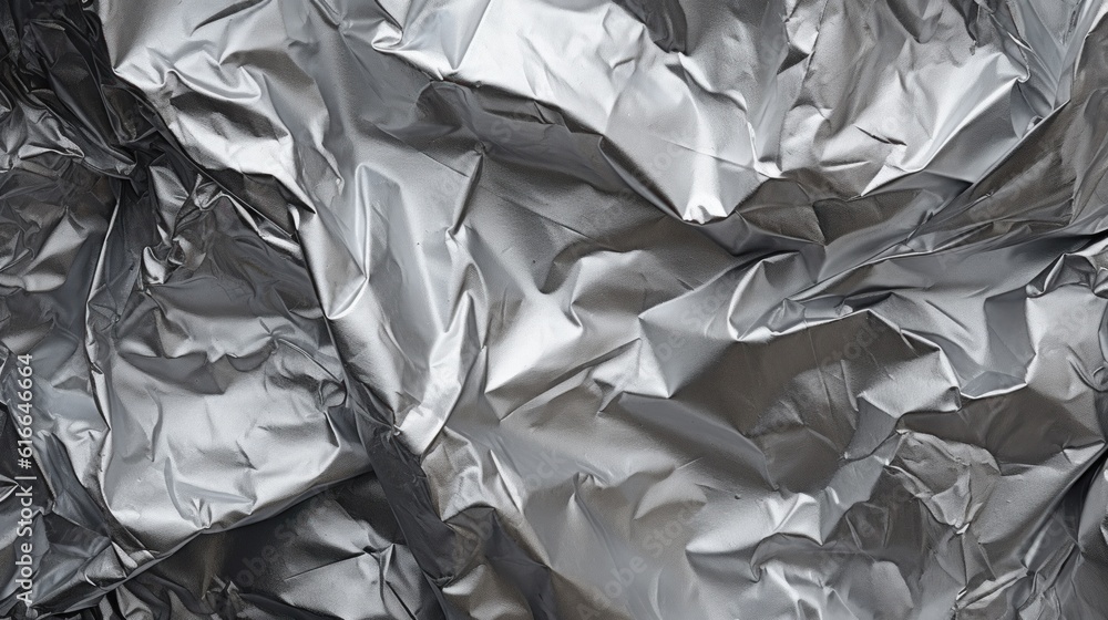 Crumpled foil texture Illustration AI Generative.