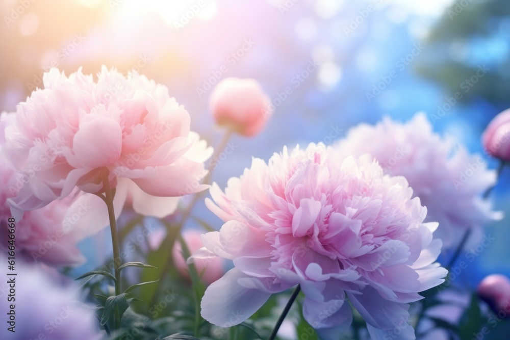 Peony natural background. Illustration AI Generative