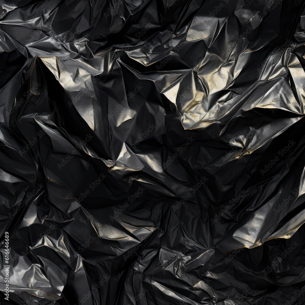 Crumpled foil texture Illustration AI Generative.