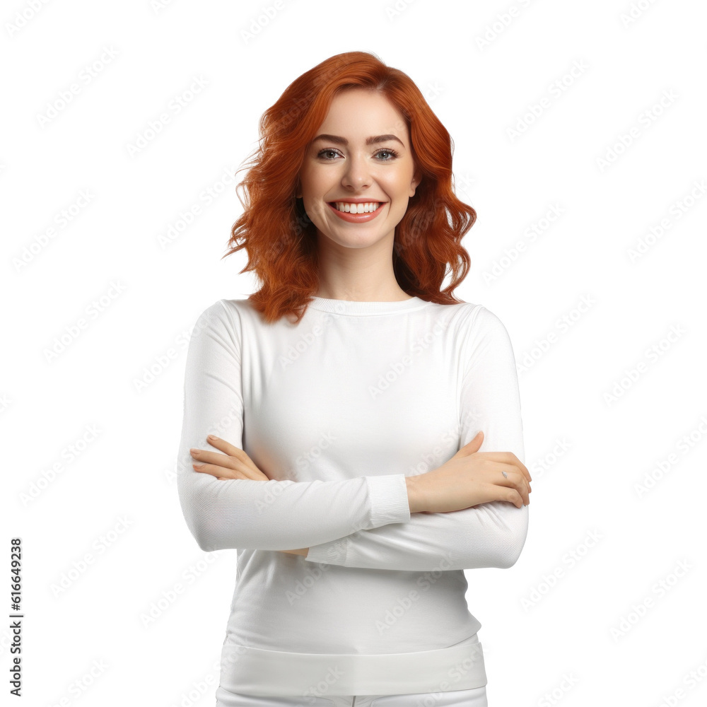 Photo of attractive doctor lady friendly smiling arms crossed. Illustration AI Generative.