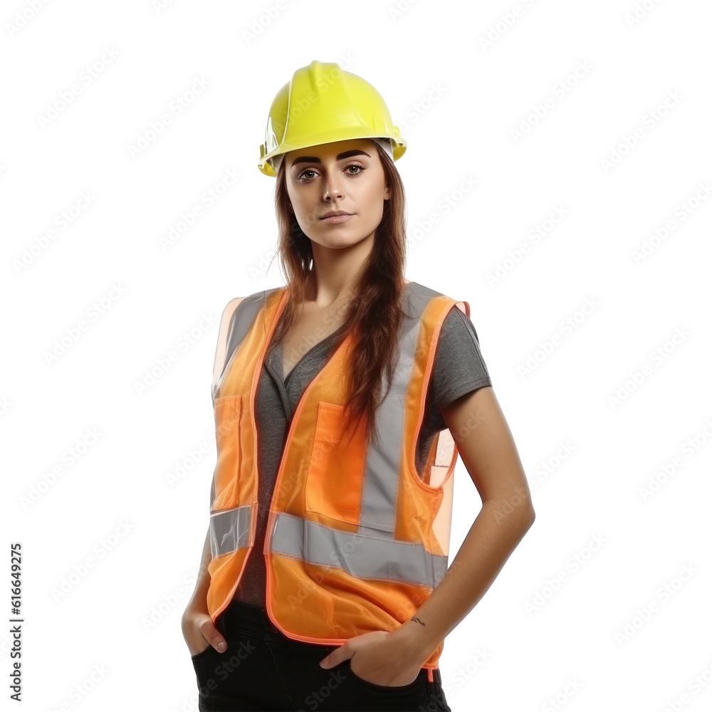 Young female site engineer. Illustration AI Generative