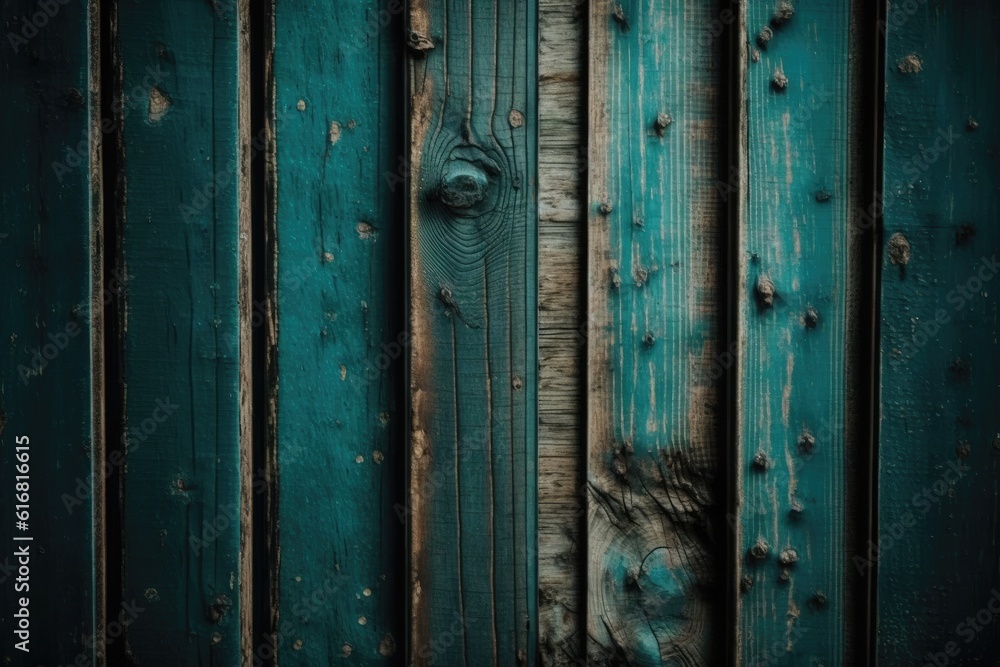 close up of a wooden wall with rivets. Generative AI