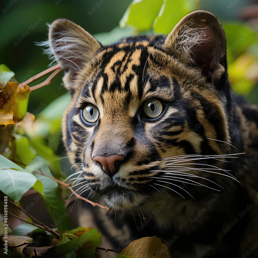 A ferocious clouded leopard (Neofelis nebulosa) ruling over its domain. Taken with a professional ca