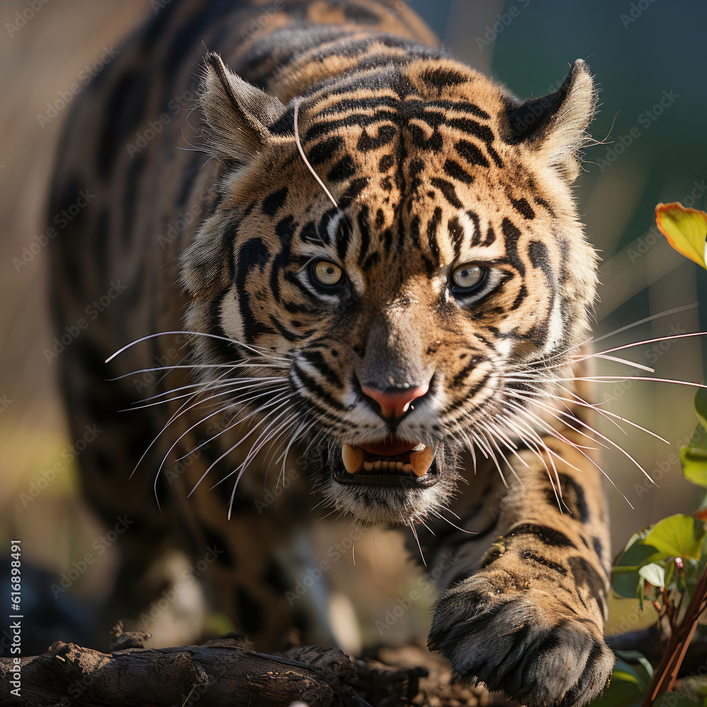 A ferocious clouded leopard (Neofelis nebulosa) ruling over its domain. Taken with a professional ca