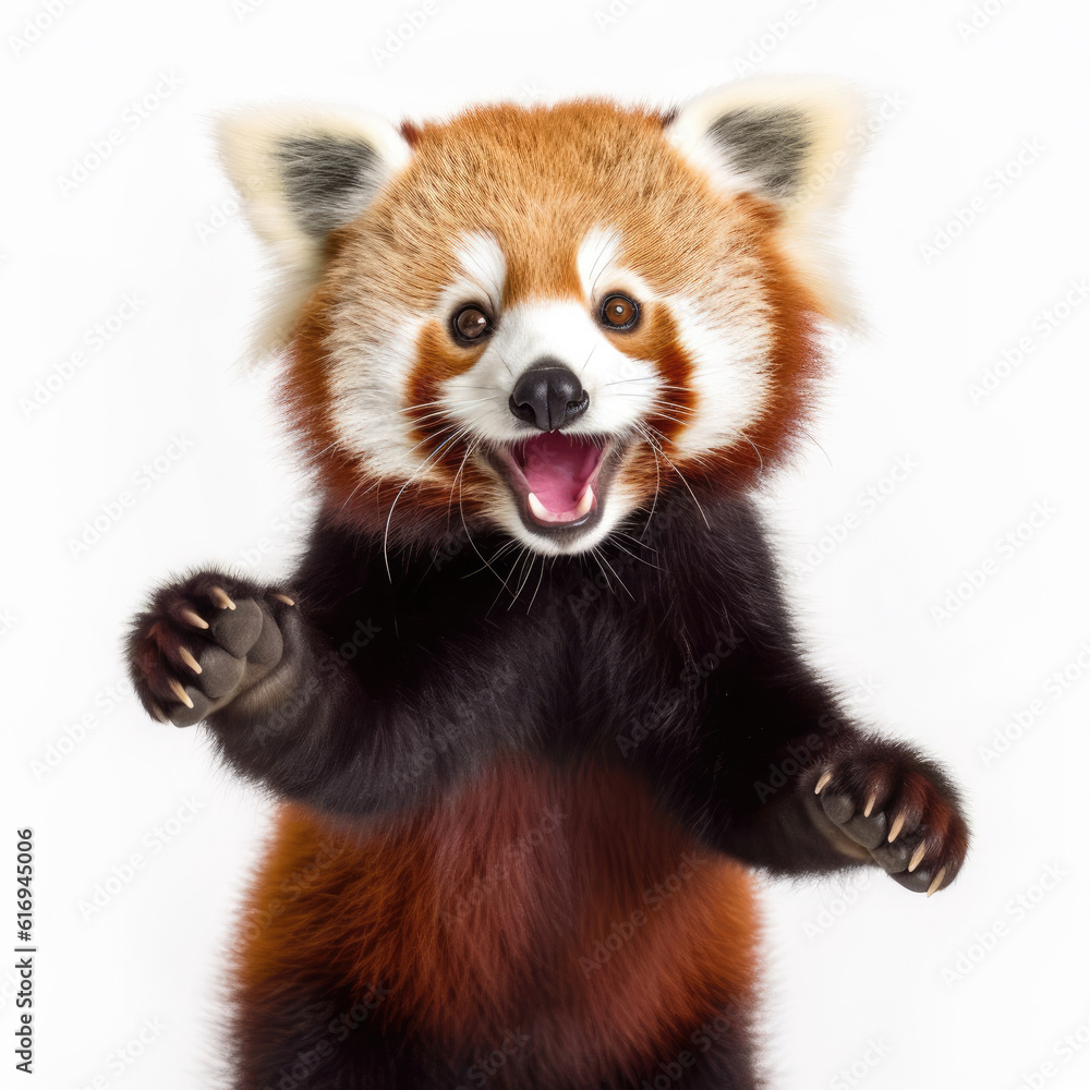 A playful Red Panda (Ailurus fulgens) in an engaging pose.