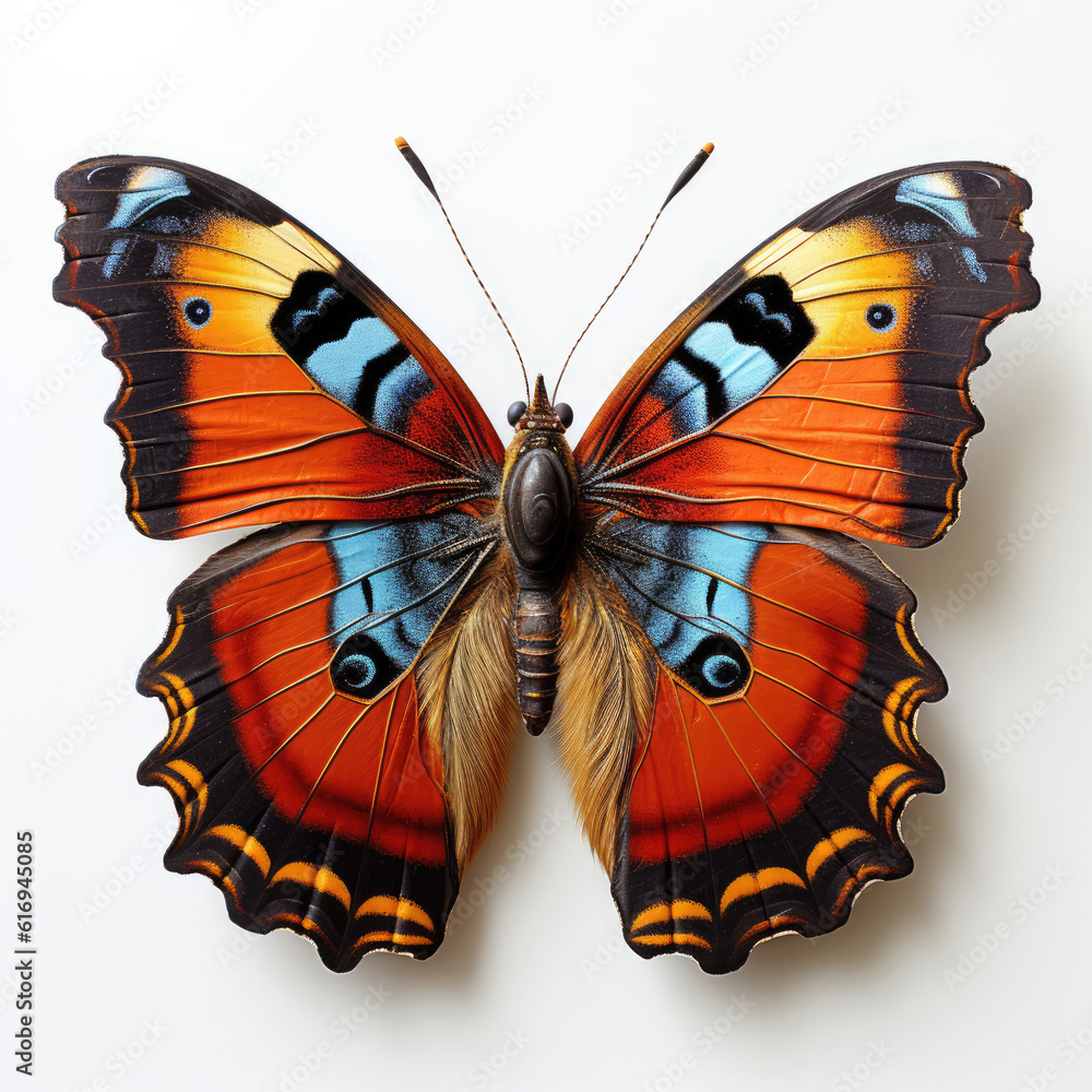 Top-down view of a Peacock Butterfly (Aglais io).