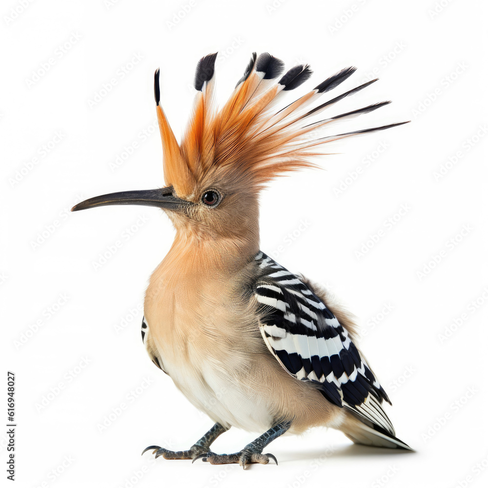 An intricate Hoopoe (Upupa epops) showcasing its unique crown of feathers.