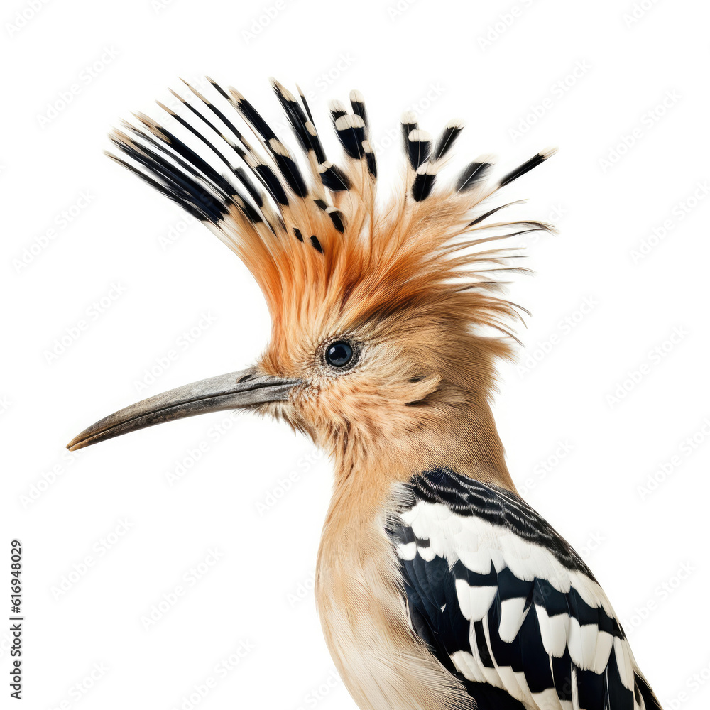 An intricate Hoopoe (Upupa epops) showcasing its unique crown of feathers.