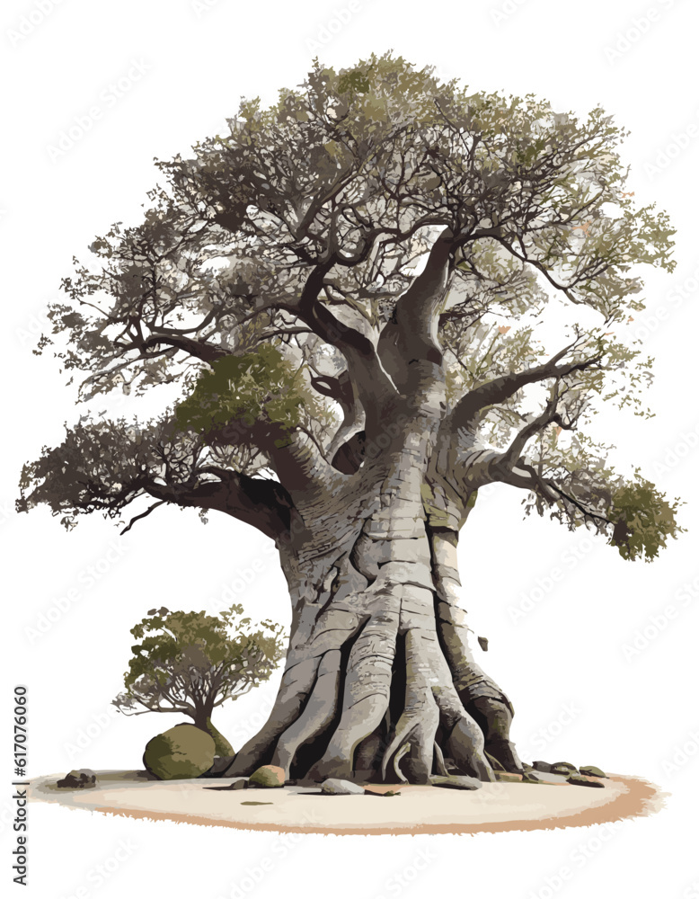 Baobab tree. Beautiful big tree. tree on white background.