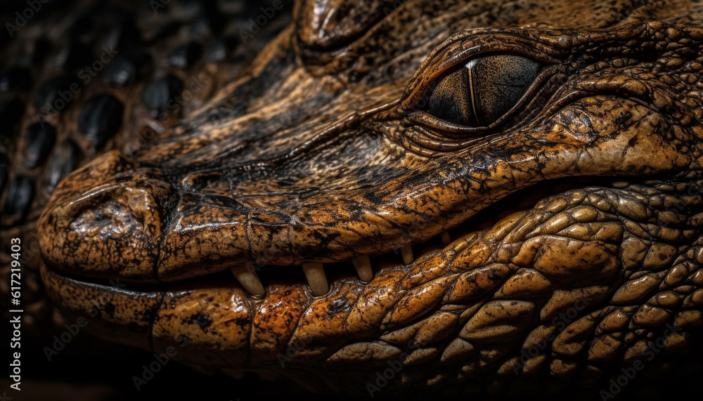 Animal reptile nature close up animals in the wild crocodile alligator swamp generated by AI