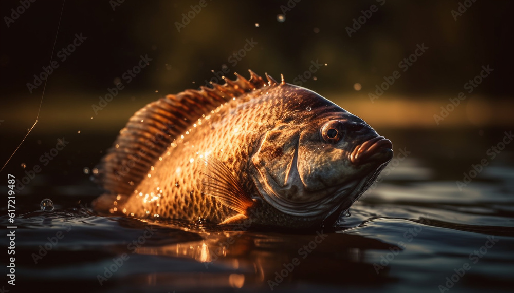 Underwater beauty in nature Close up of multi colored fish mouth generated by AI