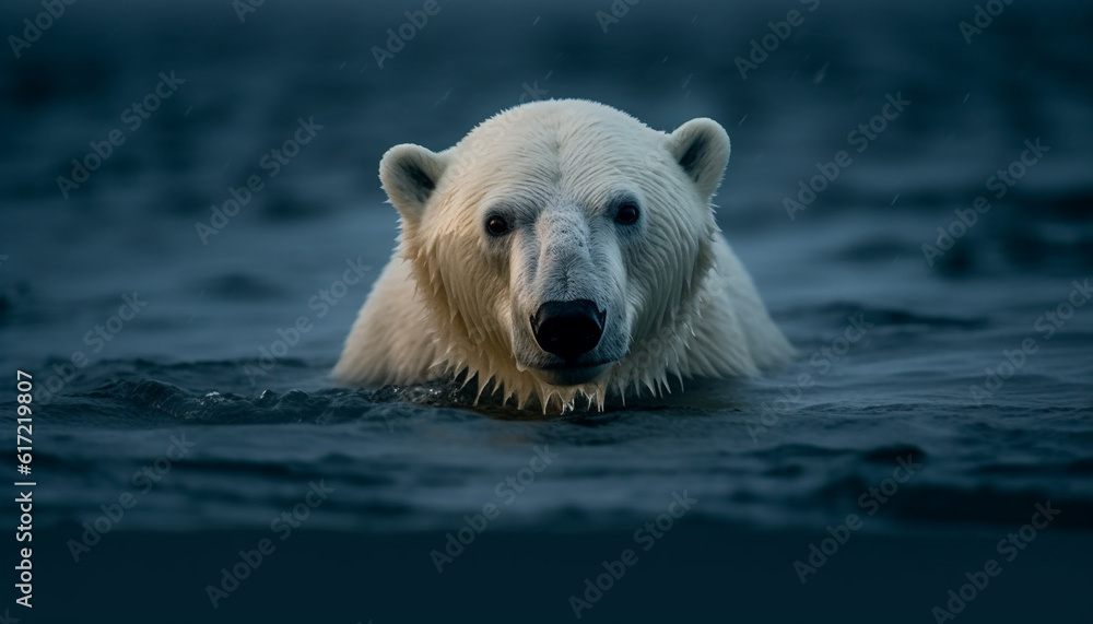 Large arctic mammal looking at camera in close up portrait generated by AI