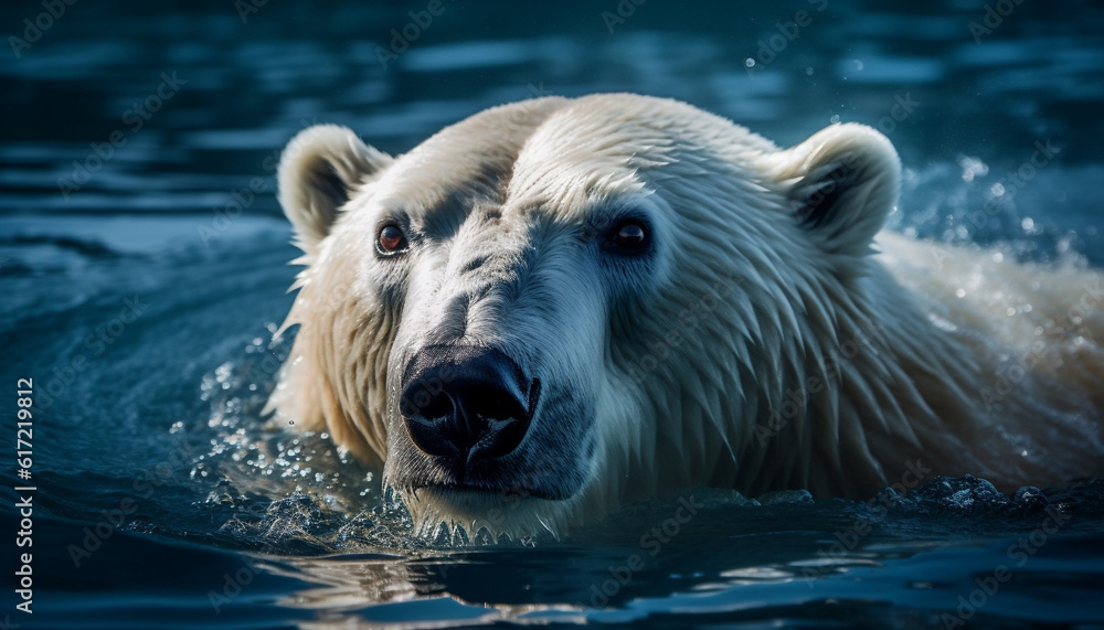 Arctic canine fur reflects beauty in nature tranquil winter environment generated by AI